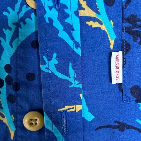 Topo Designs Men’s Small Tour Floral Custom Illustrated Print Button Down Shirt - Picture 3 of 11